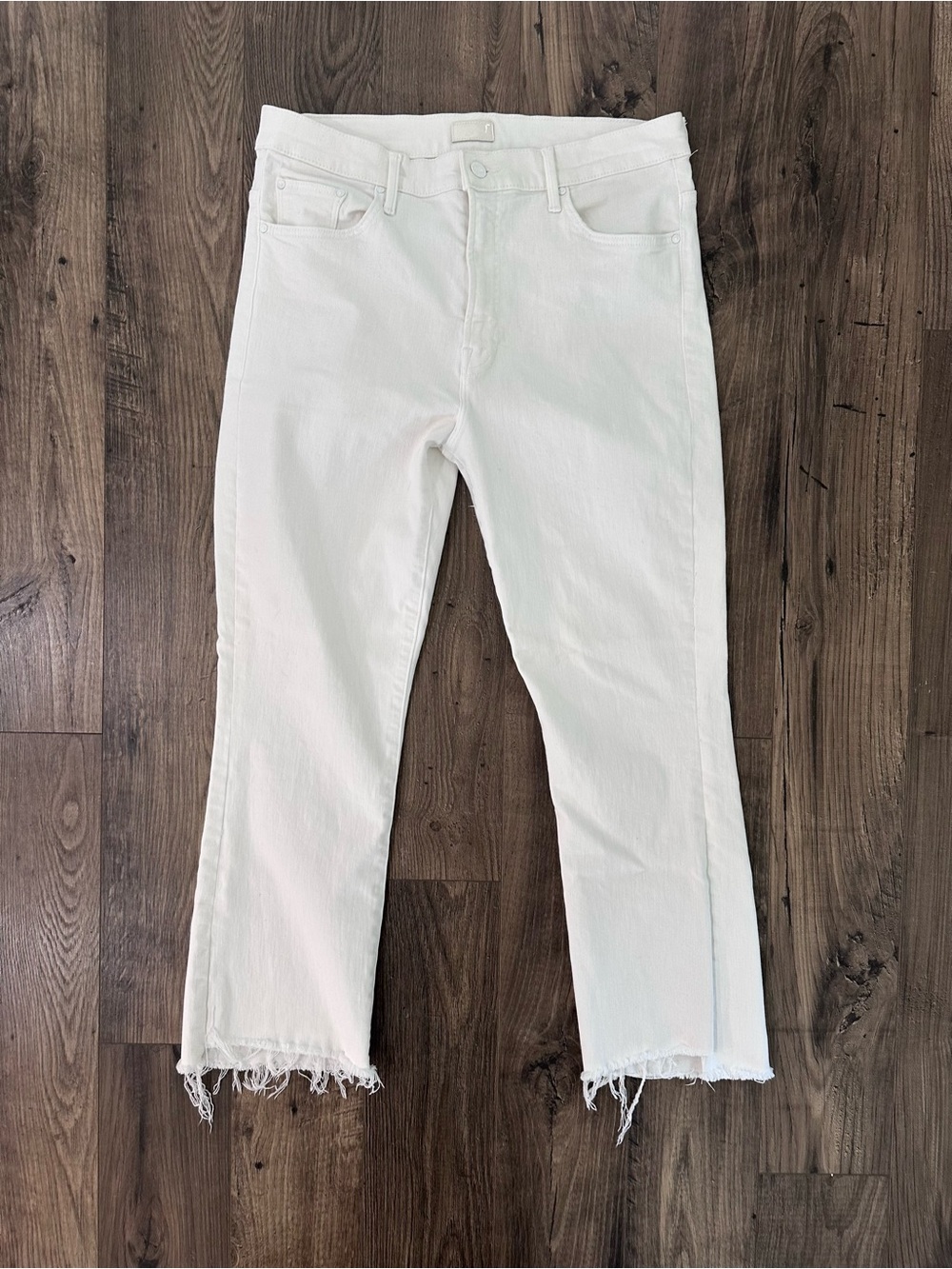 Mother The Insider Crop Step Fray White Jeans - Picture 2 of 9